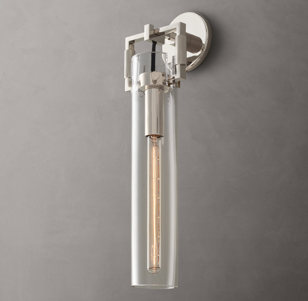 Machinist Glass Cylinder Sconce 16"