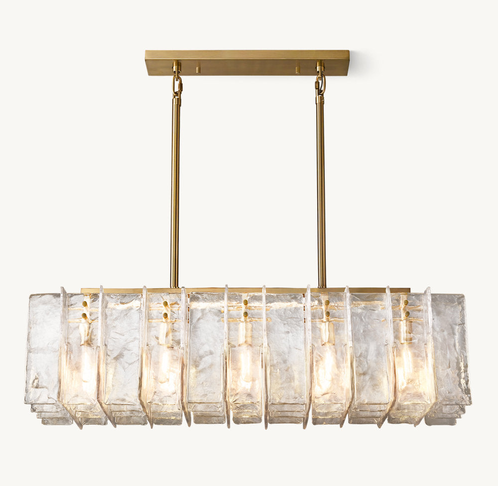 Lattice Clear Glass Rectangular Chandelier 49"