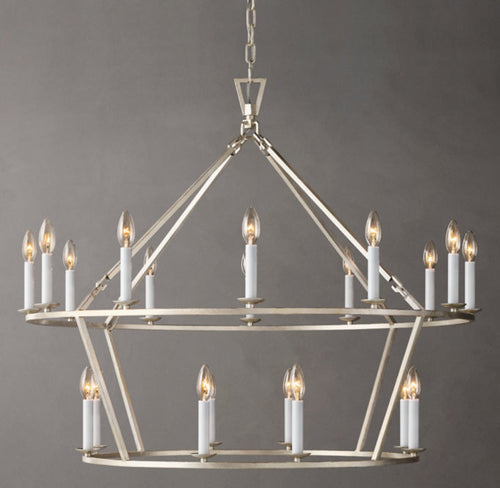 19TH C. ENGLISH OPENWORK TWO-TIER ROUND CHANDELIER 40"