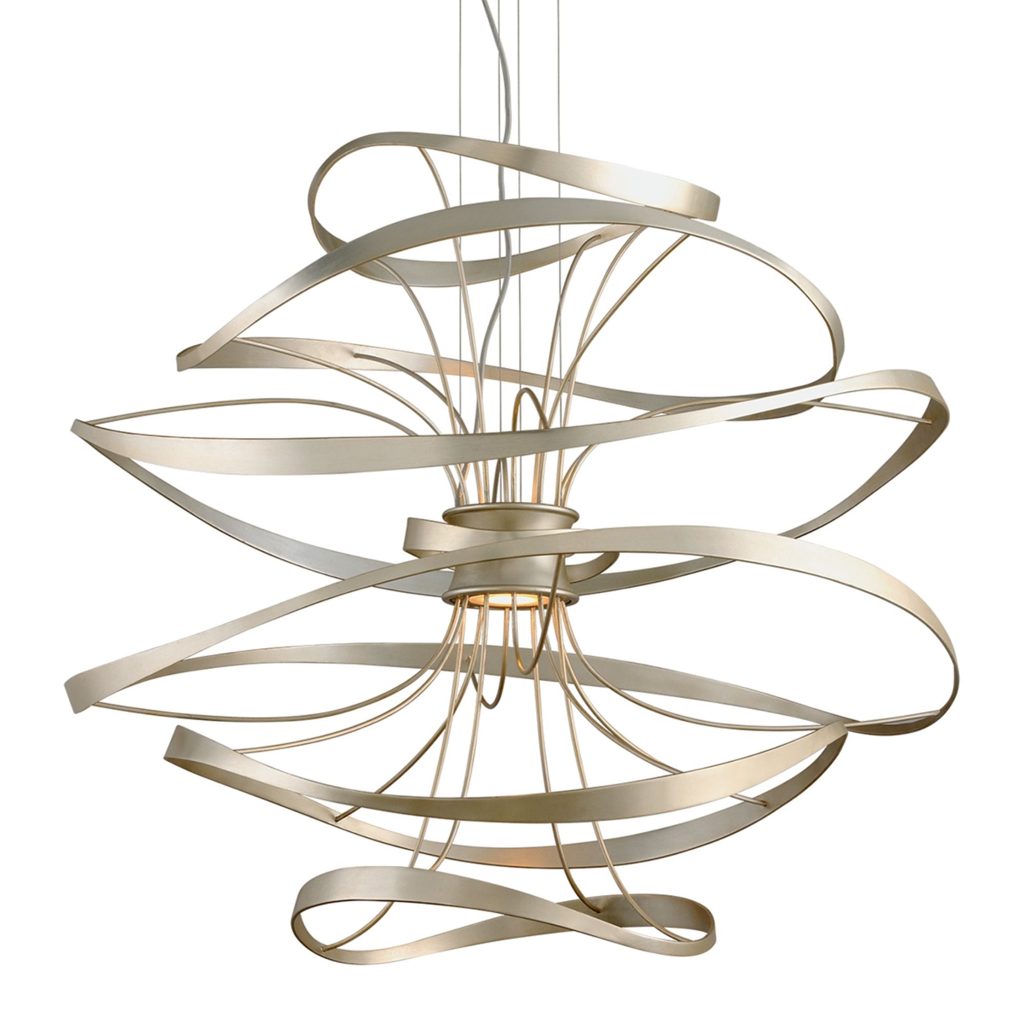Calligraphy 2-Light Chandelier in Silver Leaf 42L x 42W x 38.5H