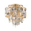 Ambrosia 3-Light Flush Mount in Silver & Gold Leaf & Stainless 18L x 18W x 16.5H
