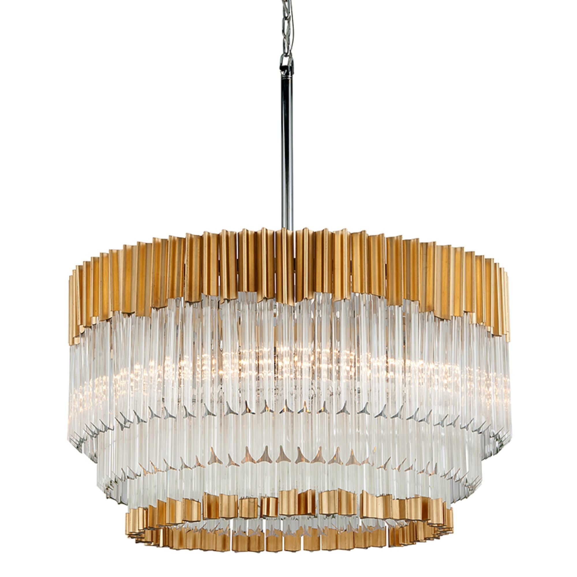 Charisma 8-Light Chandelier in Gold Leaf/Stainless Steel 26W x 15.5H