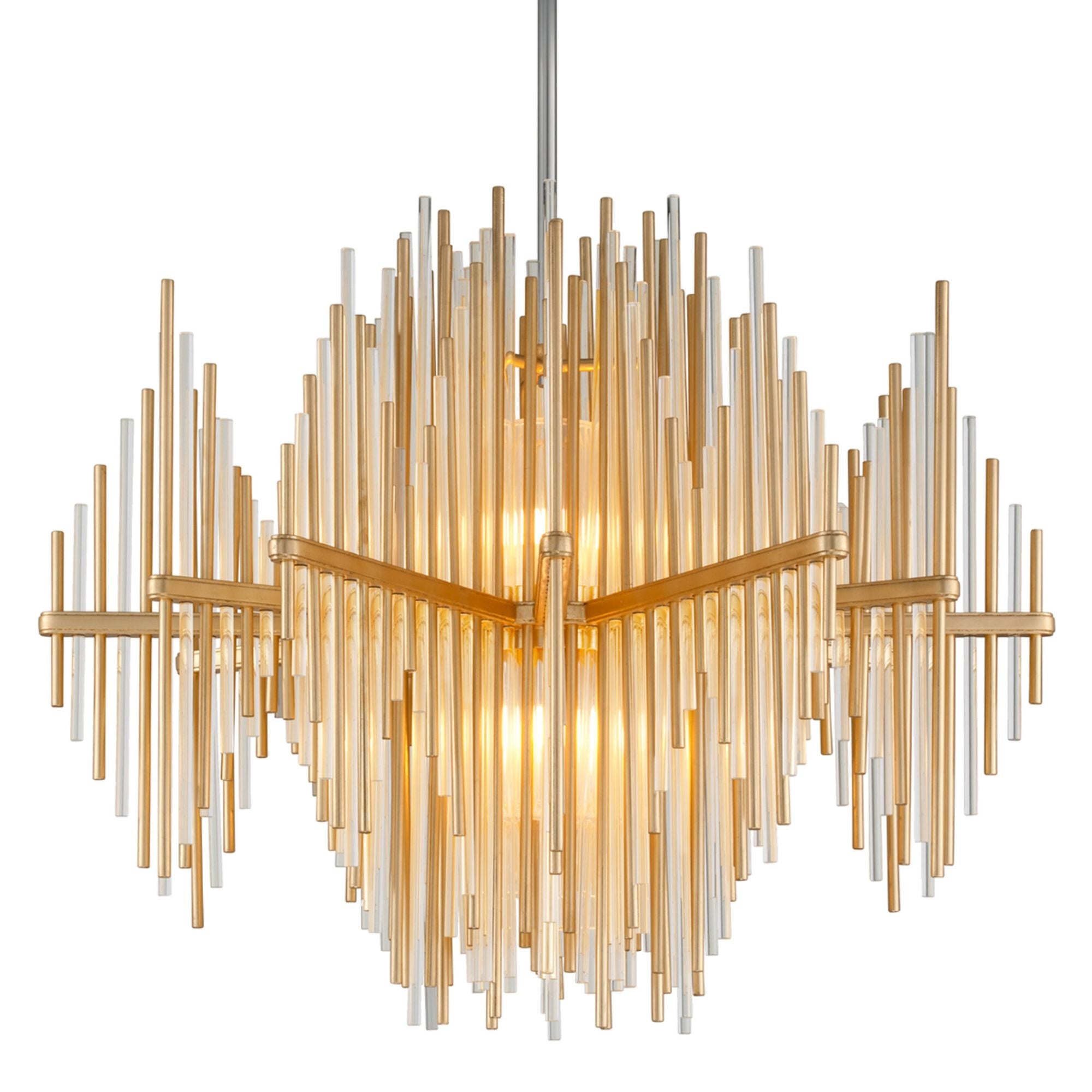 Theory 2-Light Chandelier in Gold Leaf/Stainless Steel 40W x 32.75H