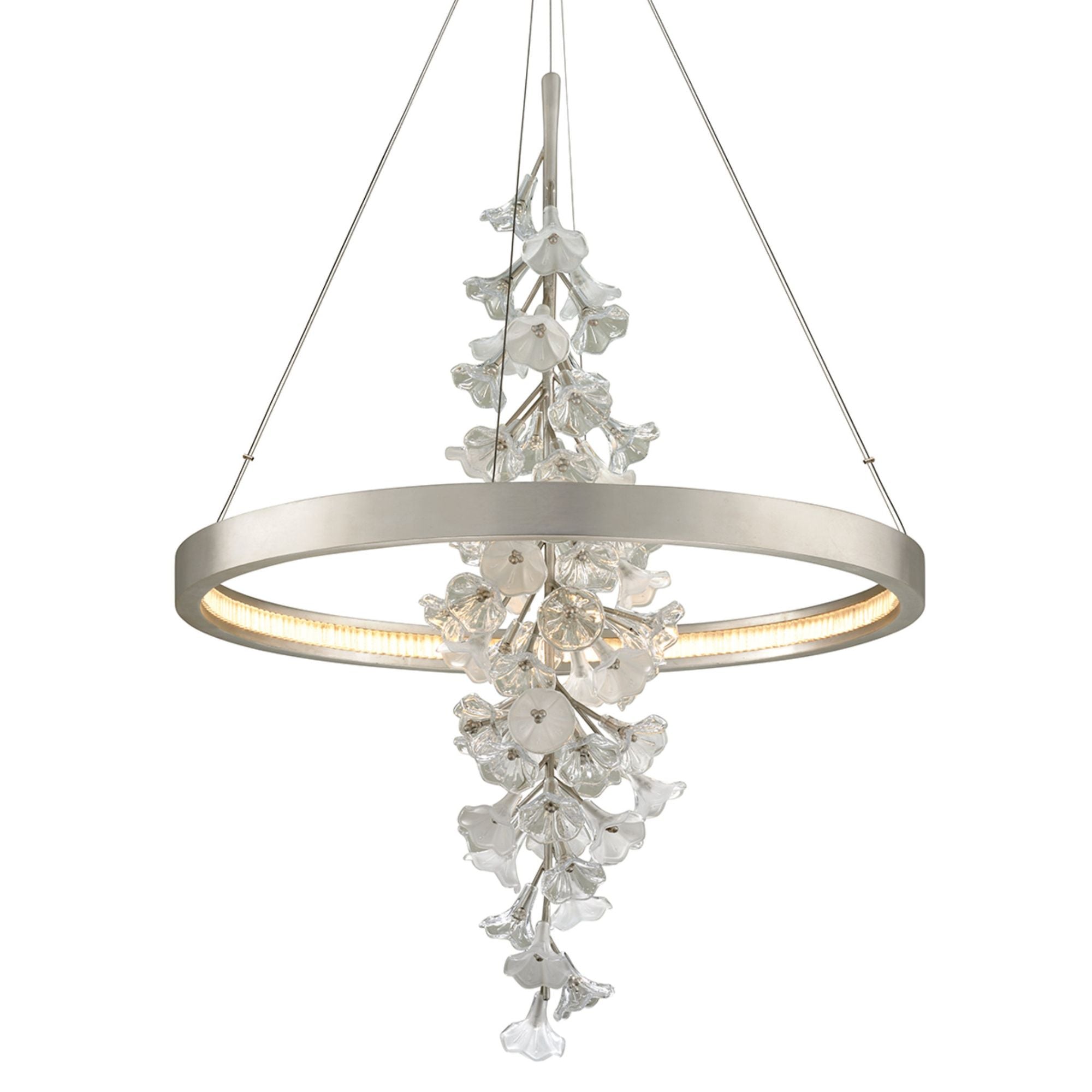 Jasmine 1-Light Chandelier in Silver Leaf 36L x 36W x 50H