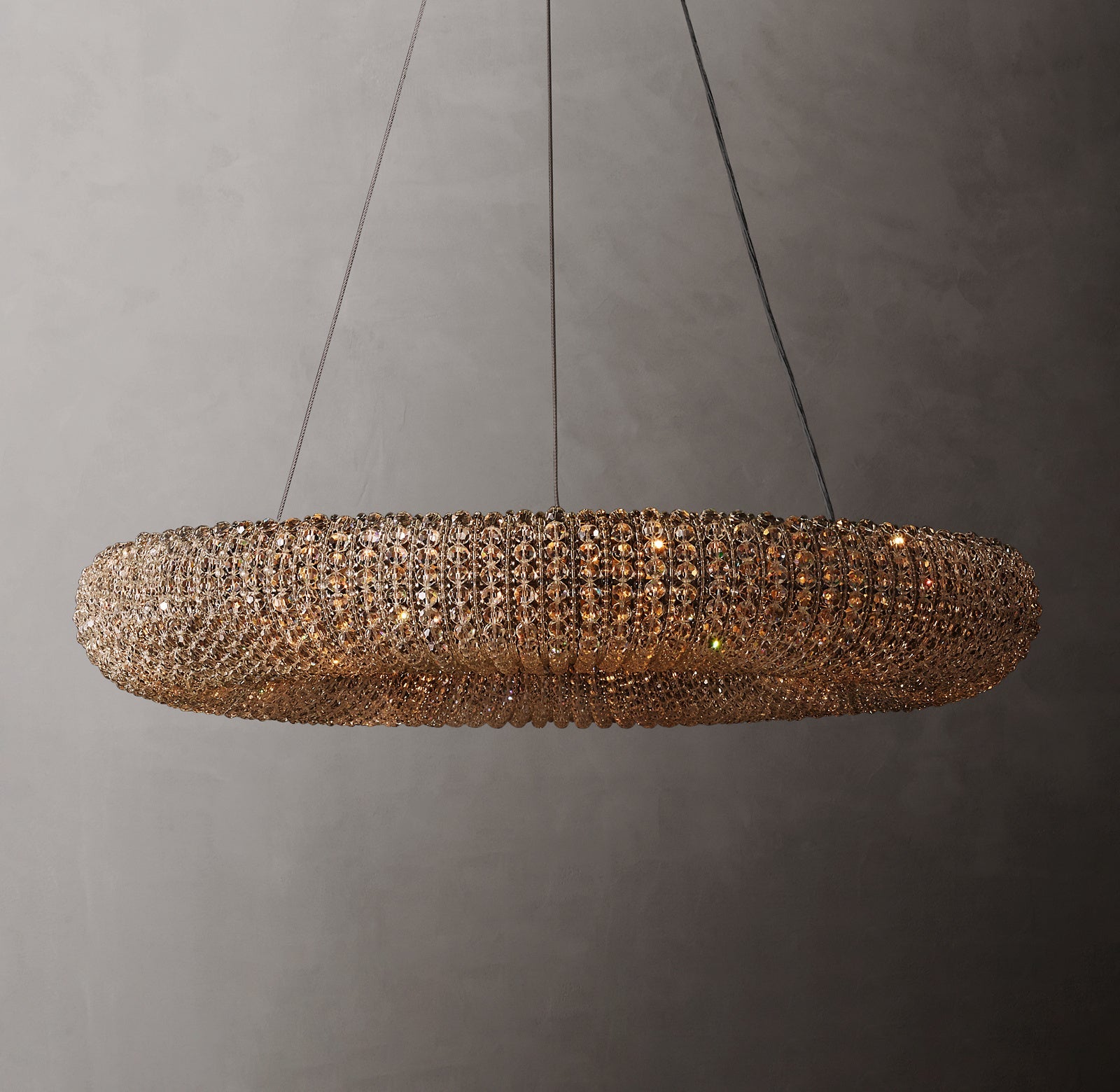 Crystal Halo Smoke Round LED Chandelier 32"