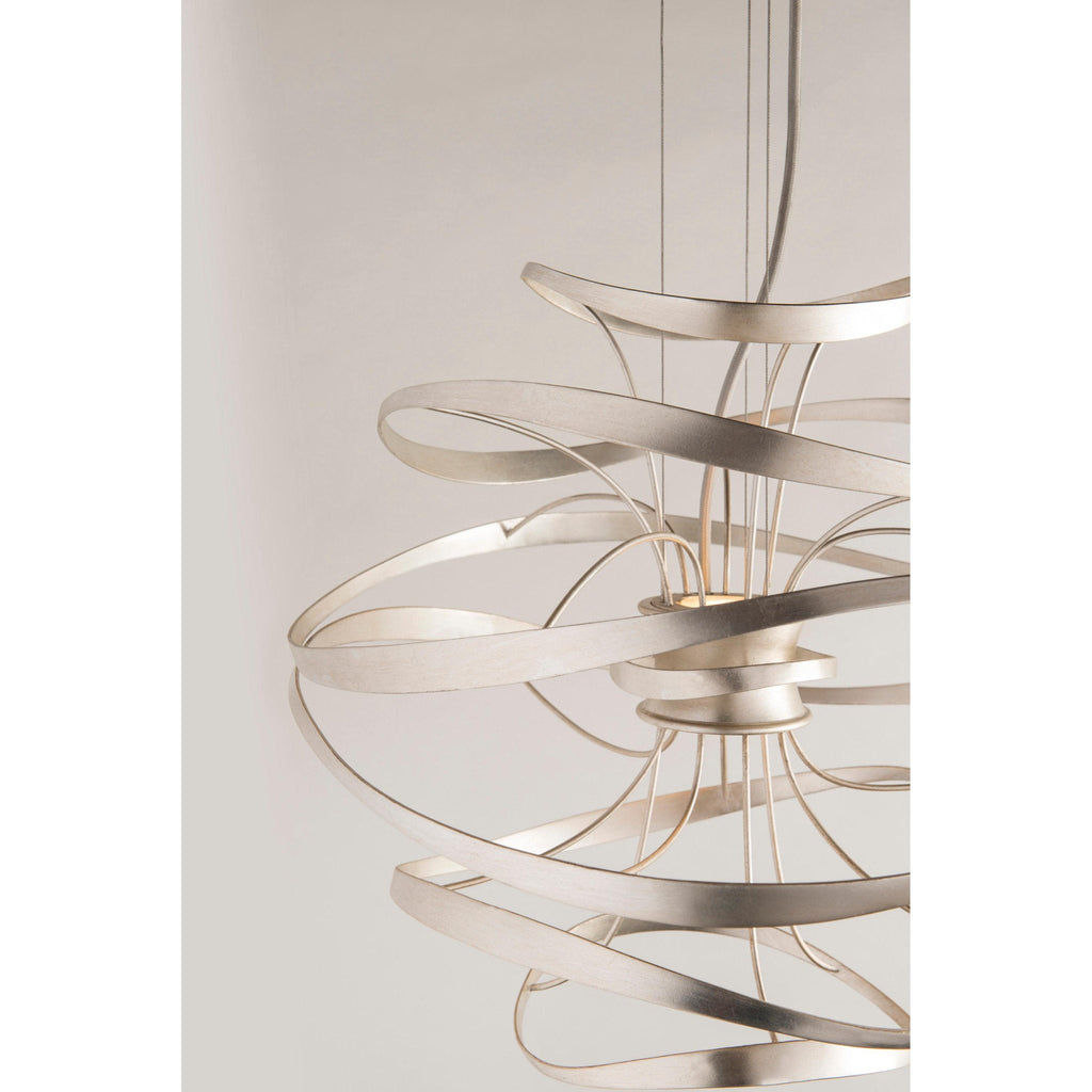 Calligraphy 2-Light Chandelier in Gold Leaf W Polished Stainless 26L x 26W x 24H