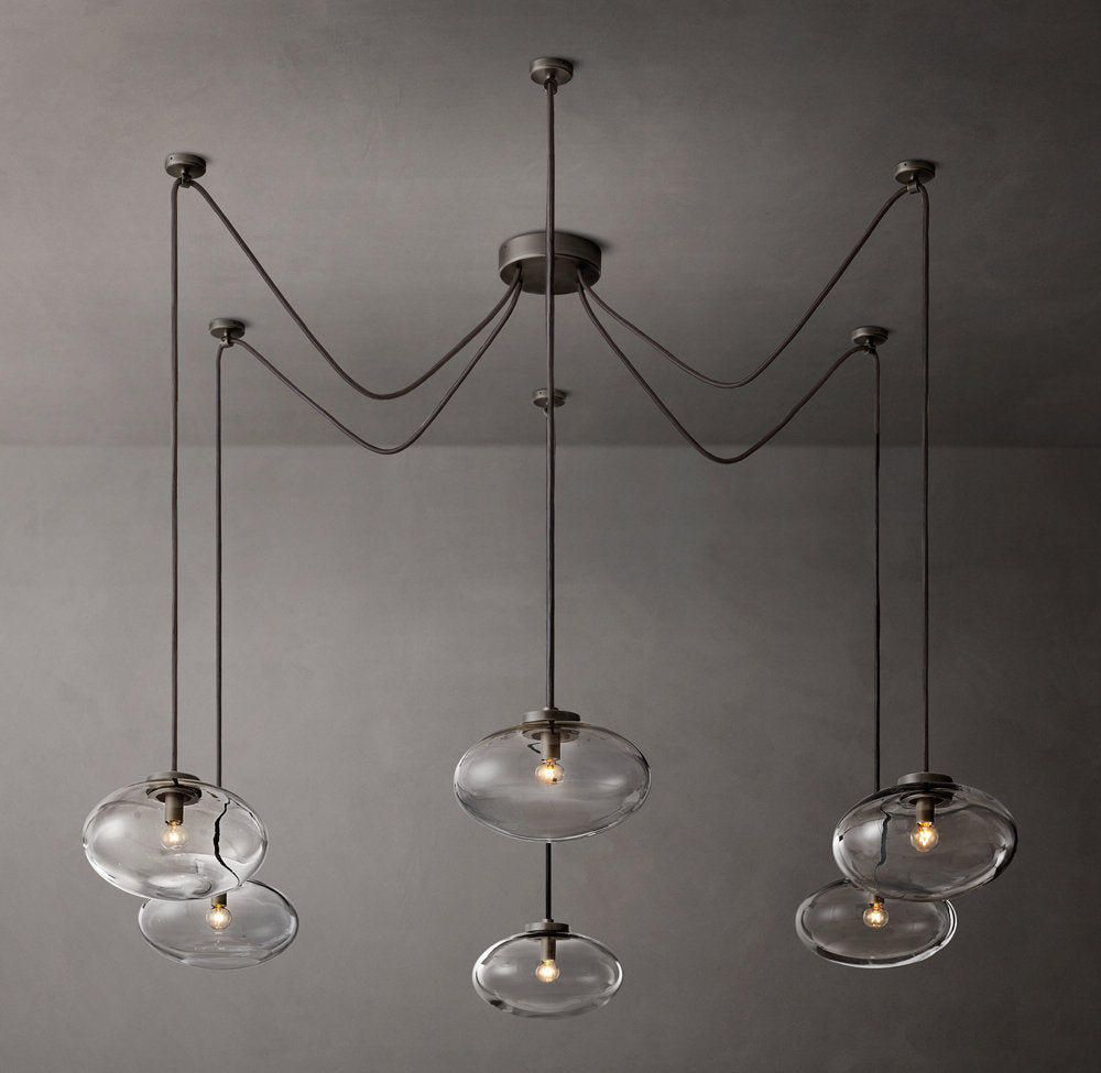 Cabrette Clear Glass Suspended Chandelier 84"