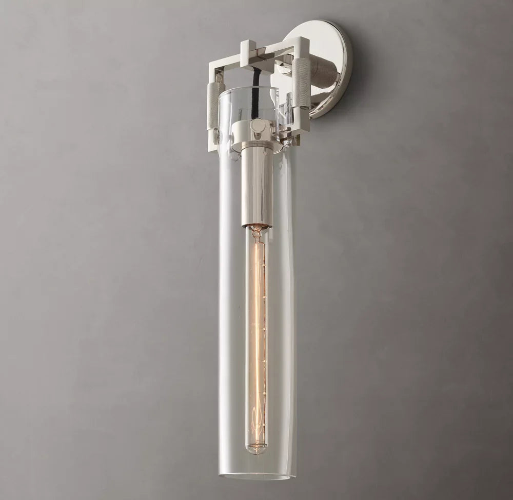 Machinist Glass Cylinder Sconce 16"