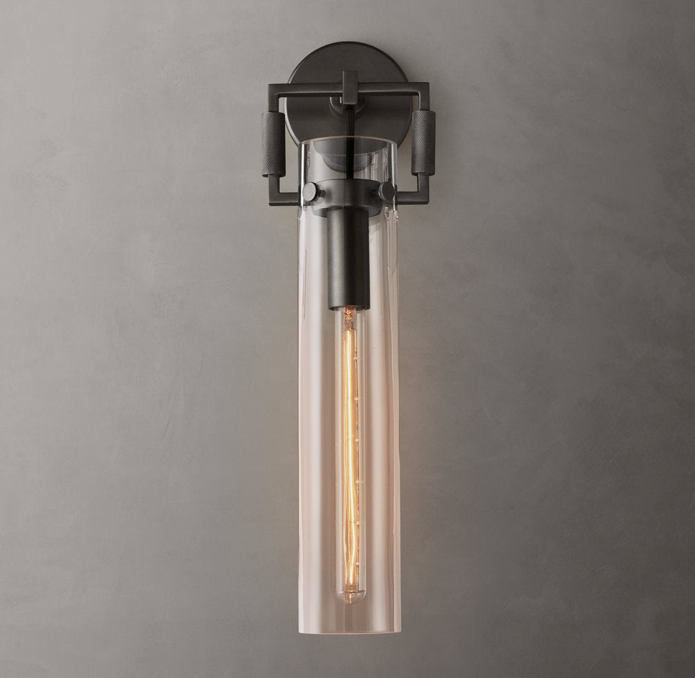 Machinist Glass Cylinder Sconce 16"