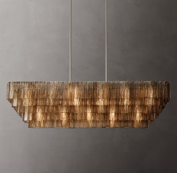 Sirene Smoke Glass Rectangular Chandelier 77"