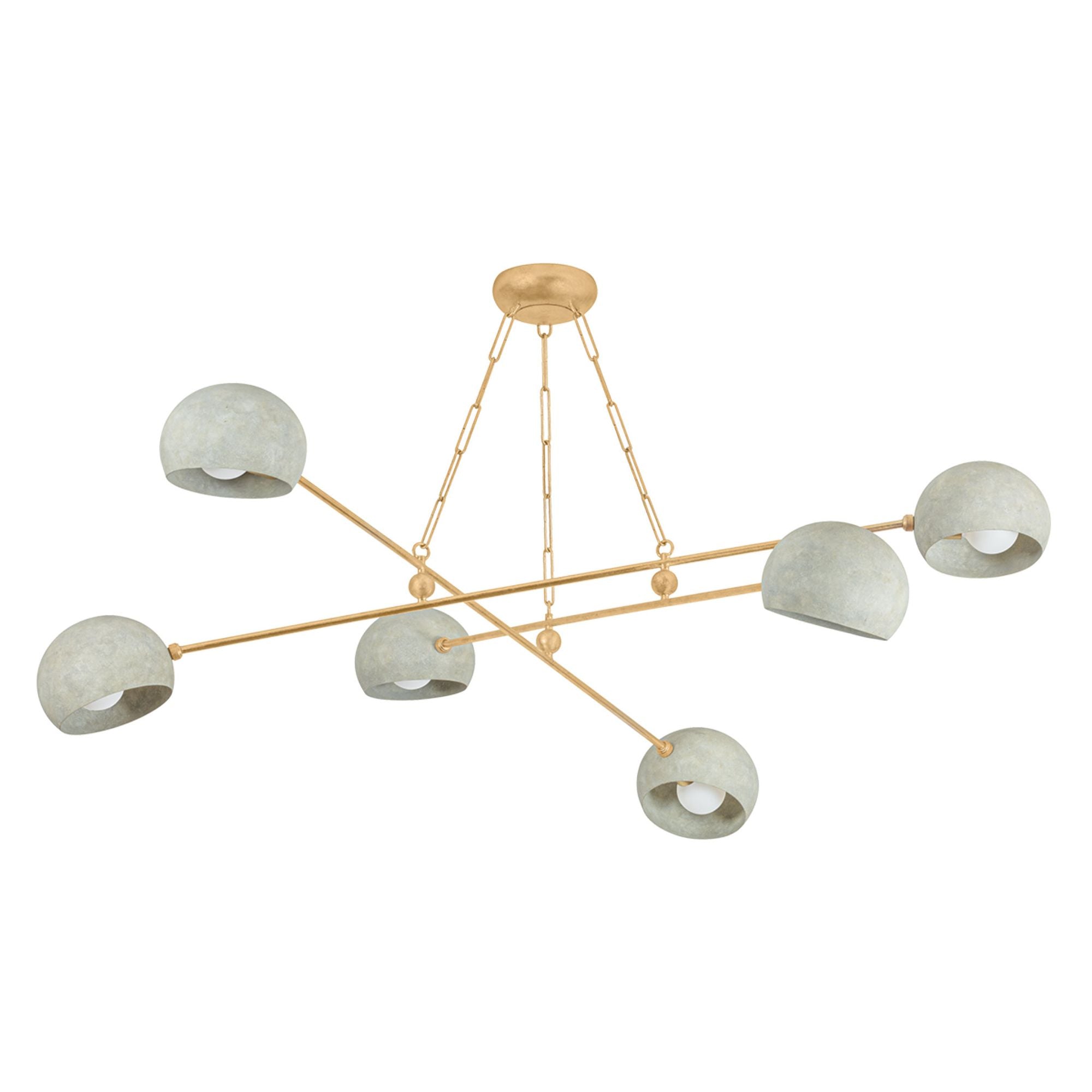 Turner 6-Light Chandelier in Vintage Gold Leaf/Limewash Plaster 60L x 60W x 14H