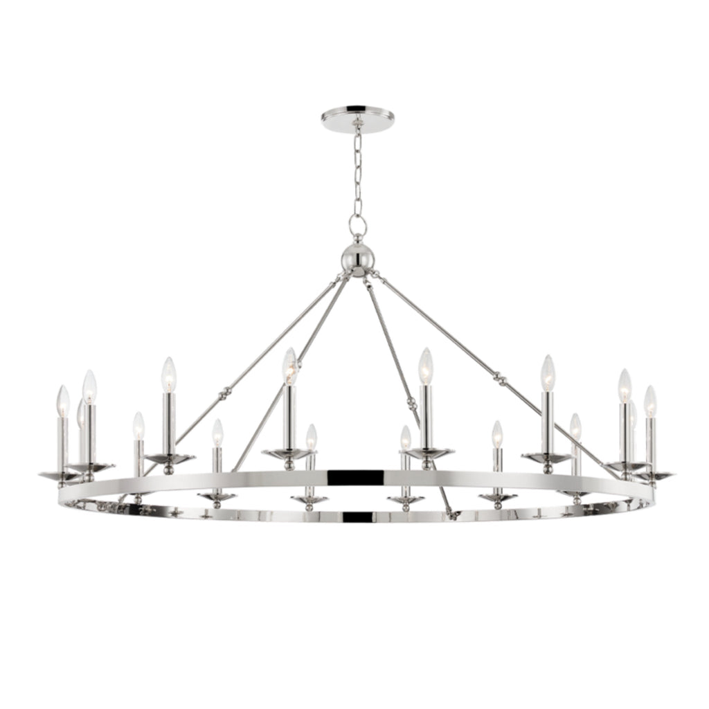 Allendale 16-Light Chandelier in Polished Nickel 58L x 58W x 27.25H