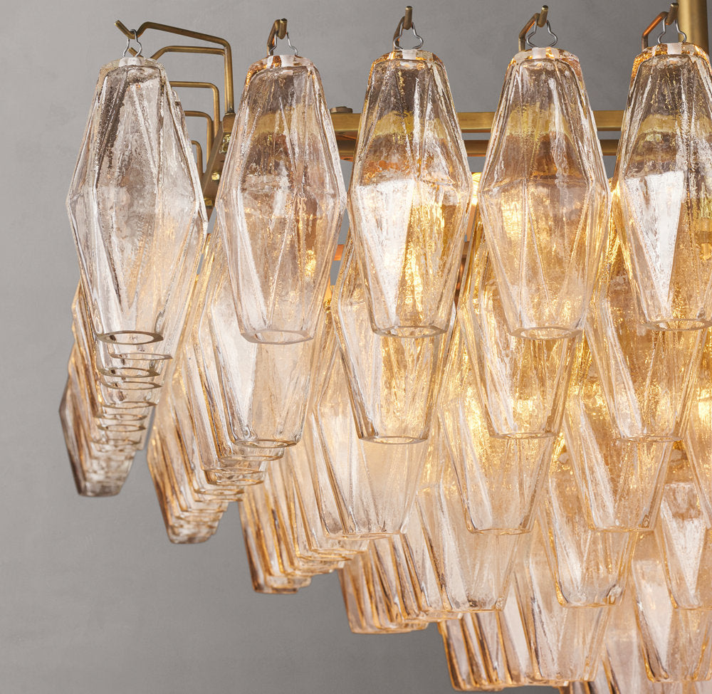 Chiara Clear Glass Tiered Rectangular Chandelier 54"