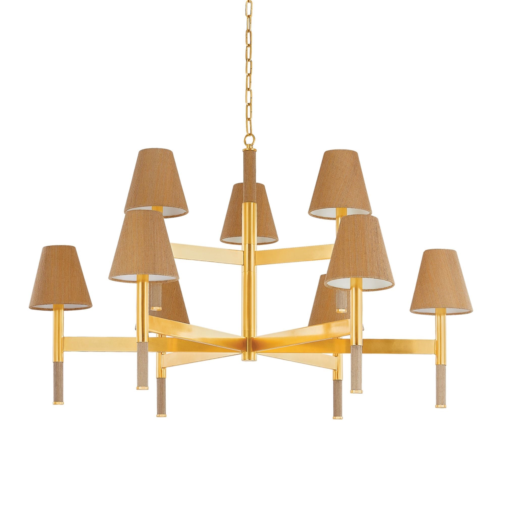 Lindenwood 9-Light Chandelier in Aged Brass 47.5L x 47.5W x 29.75H