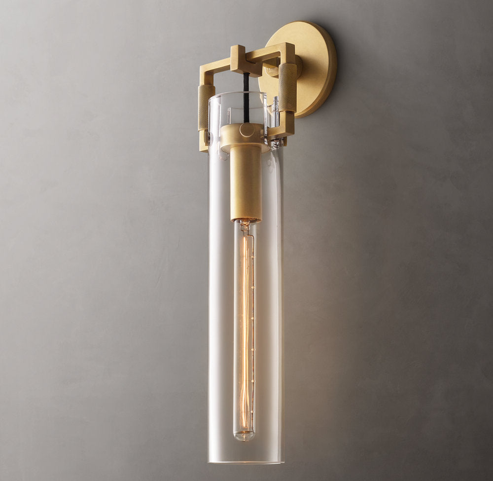 Machinist Glass Cylinder Sconce 16"