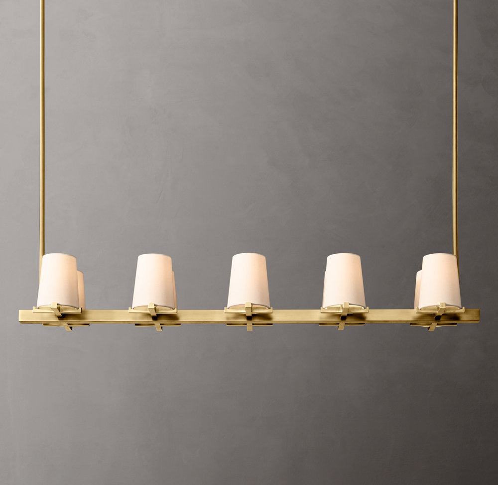 Pauillac Fabric Shade Linear Chandelier 49"