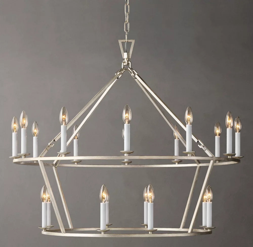 19TH C. ENGLISH OPENWORK TWO-TIER ROUND CHANDELIER 40"