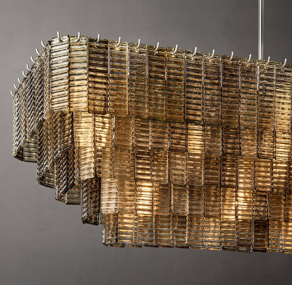 Sirene Smoke Glass Rectangular Chandelier 77"