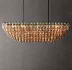 Chiara Smoke Glass Tiered Rectangular Chandelier 54"