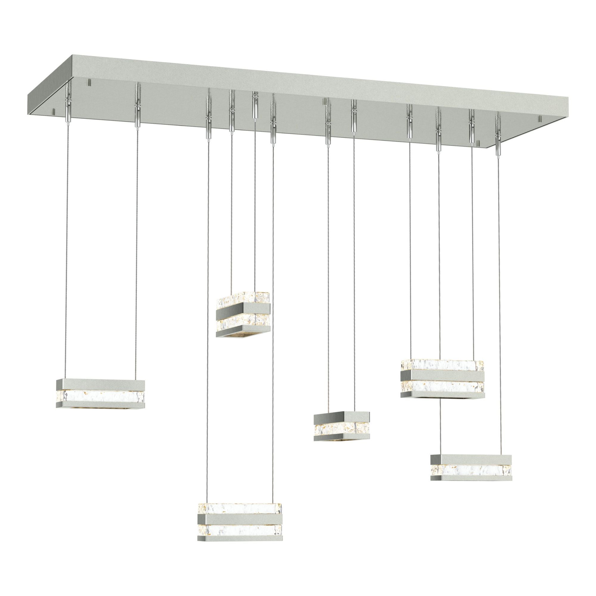 Stacks 6-Light LED Pendant LED Clear Glass (ZM) in Sterling