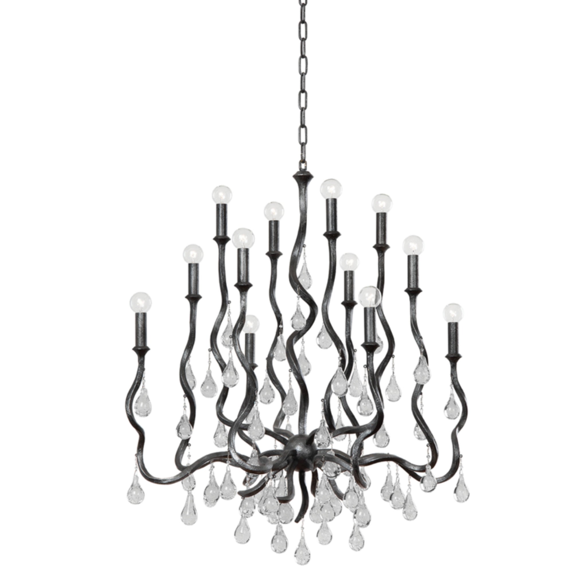 Aveline 12-Light Chandelier in Blackened Silver Leaf 33.25L x 33.25W x 38H