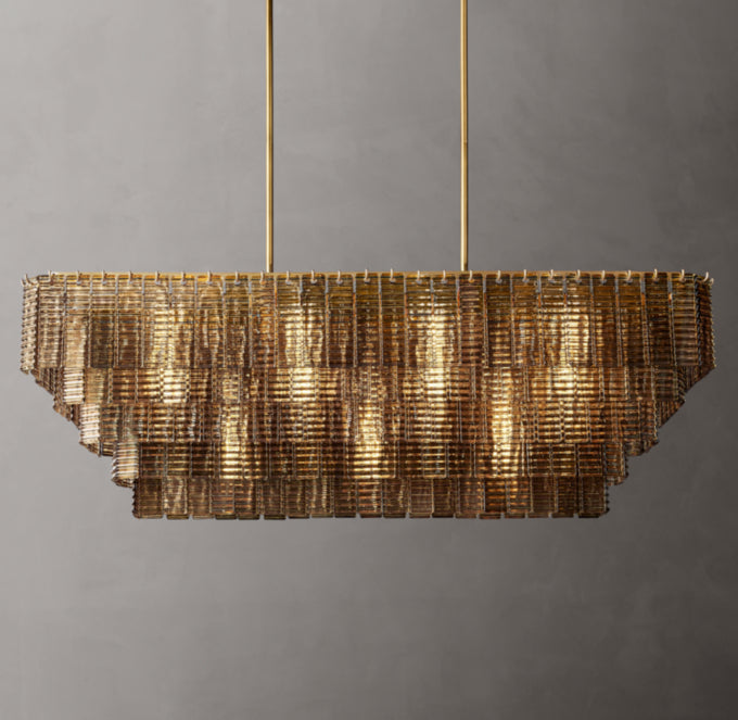 Sirene Smoke Glass Rectangular Chandelier 59"