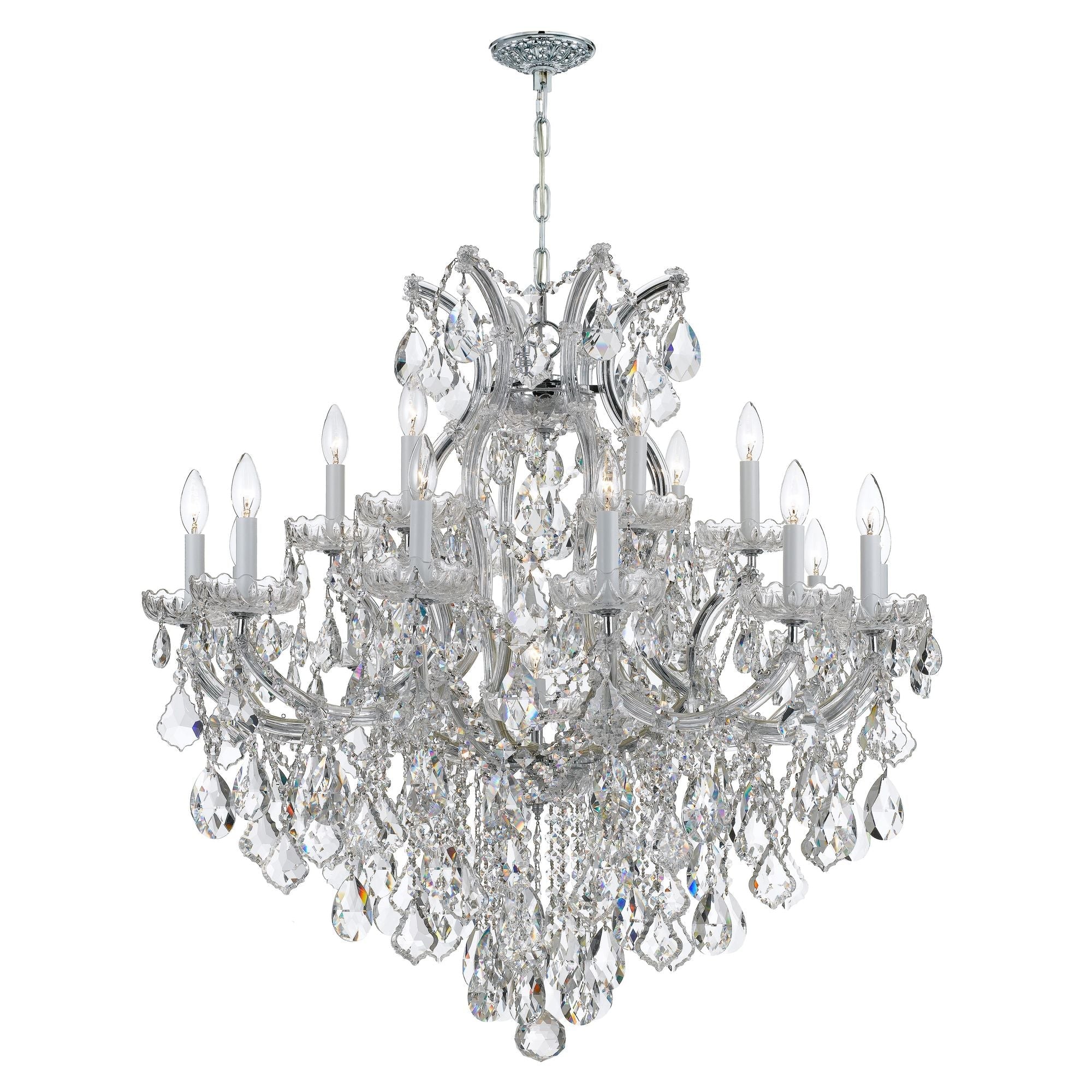 Maria Theresa 38'' Hand Cut Crystal Polished Chrome Chandelier Silver 38"W x 37"H x 38"D
