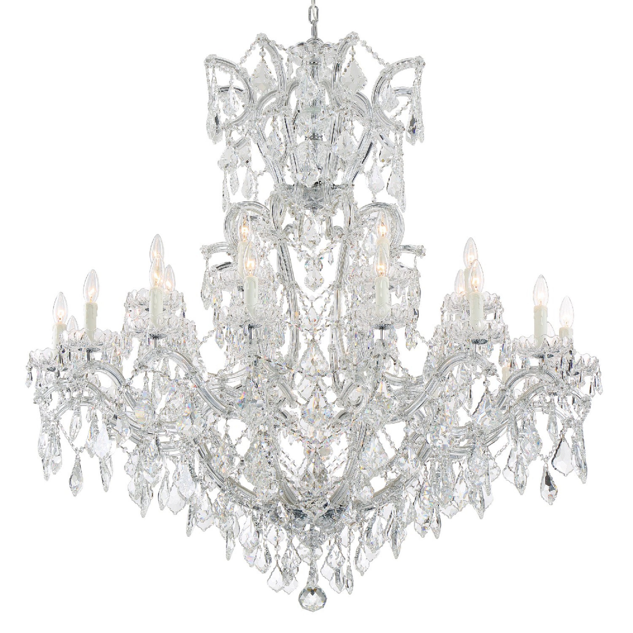 Maria Theresa 46'' Hand Cut Crystal Polished Chrome Chandelier Silver 46"W x 52"H x 46"D