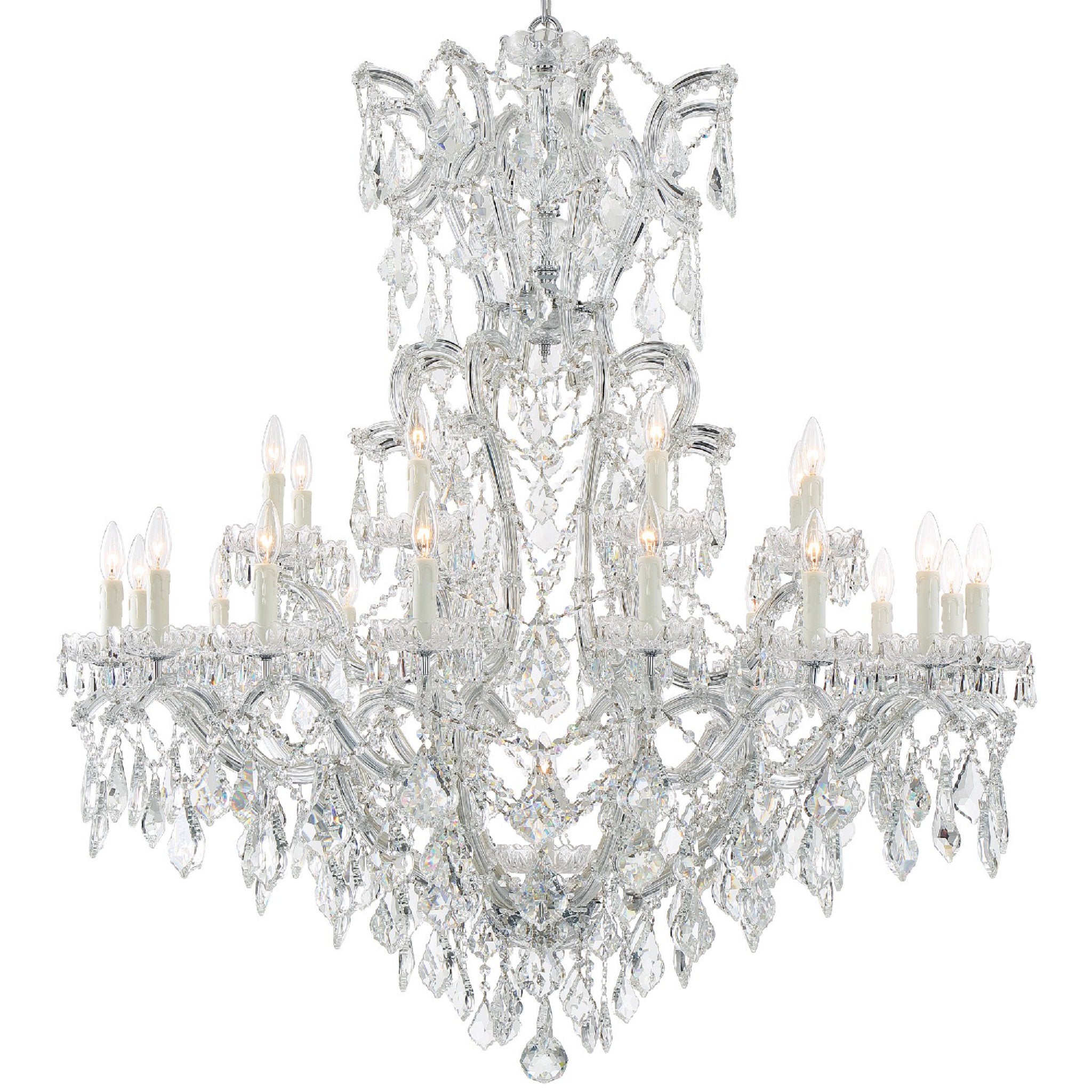 Maria Theresa 46'' Hand Cut Crystal Polished Chrome Chandelier Silver 46"W x 52"H x 46"D