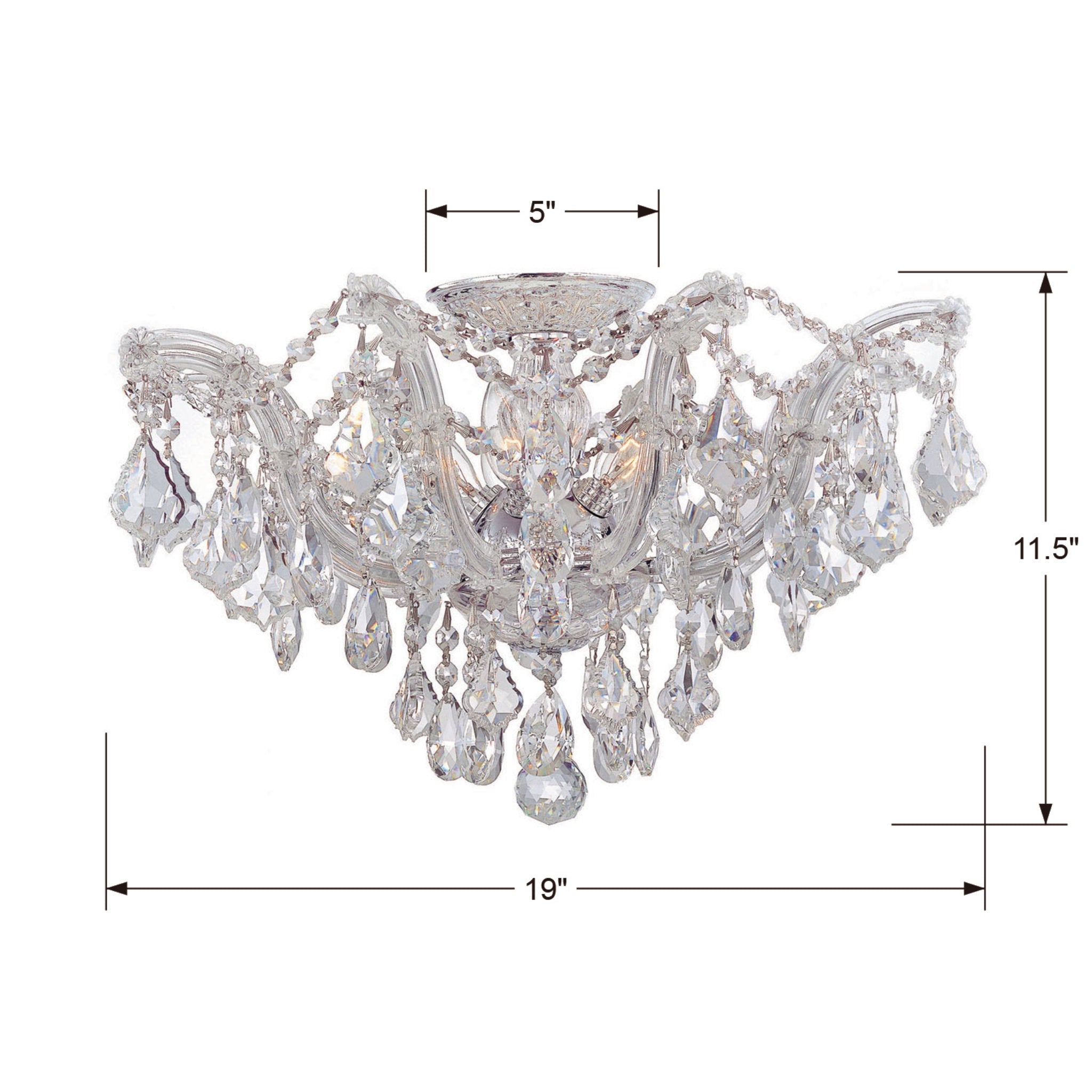 Maria Theresa 19'' Swarovski Strass Crystal Polished Chrome Semi Flush Mount Silver 19"W x 11.5"H x 19"D