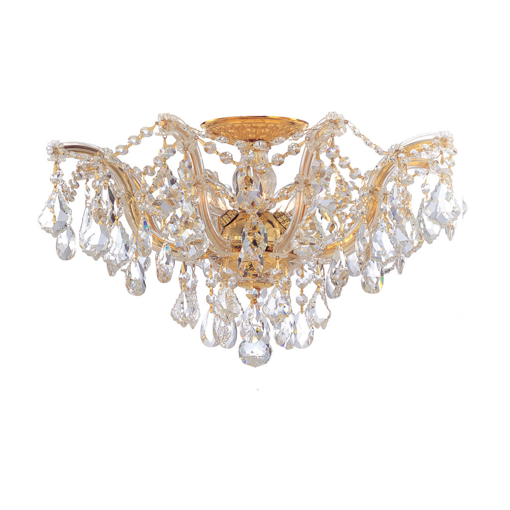 Maria Theresa 19'' Swarovski Strass Crystal Gold Semi Flush Mount Gold 19"W x 11.5"H x 19"D
