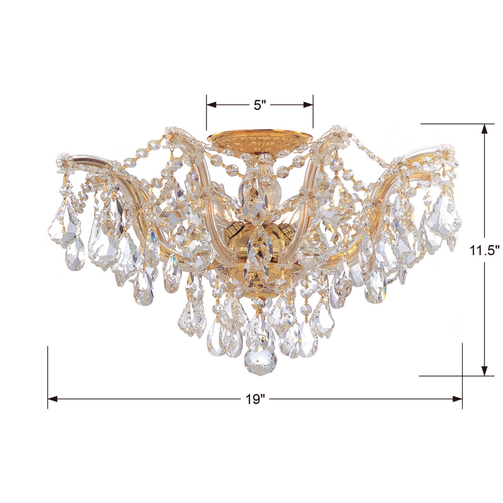 Maria Theresa 19'' Swarovski Strass Crystal Gold Semi Flush Mount Gold 19"W x 11.5"H x 19"D