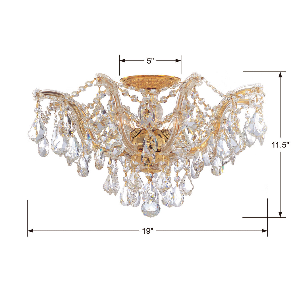 Maria Theresa 19'' Swarovski Strass Crystal Gold Semi Flush Mount Gold 19"W x 11.5"H x 19"D