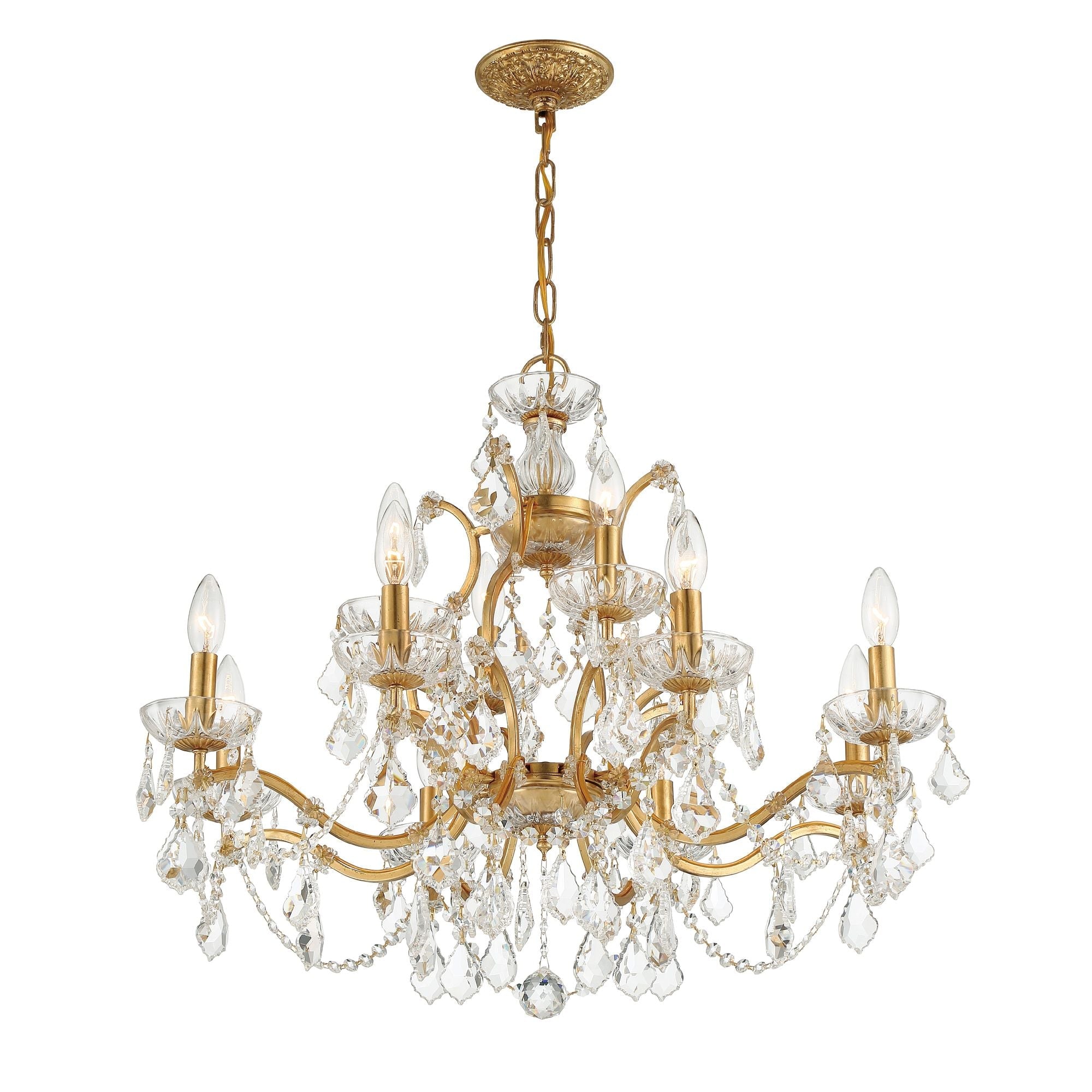 Filmore 29'' Swarovski Strass Crystal Antique Gold Chandelier Gold 29"W x 24"H x 29"D