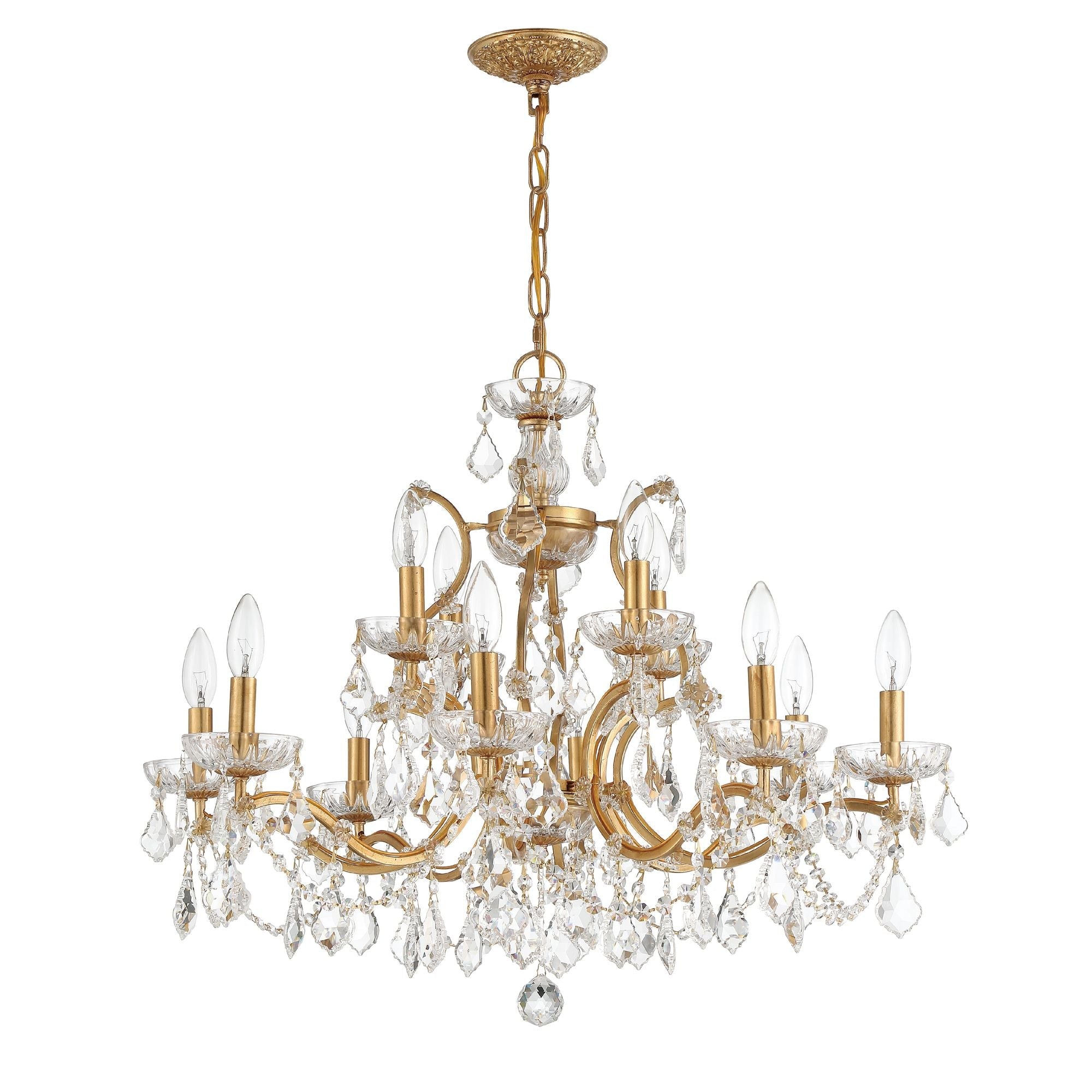 Filmore 29'' Swarovski Strass Crystal Antique Gold Chandelier Gold 29"W x 24"H x 29"D
