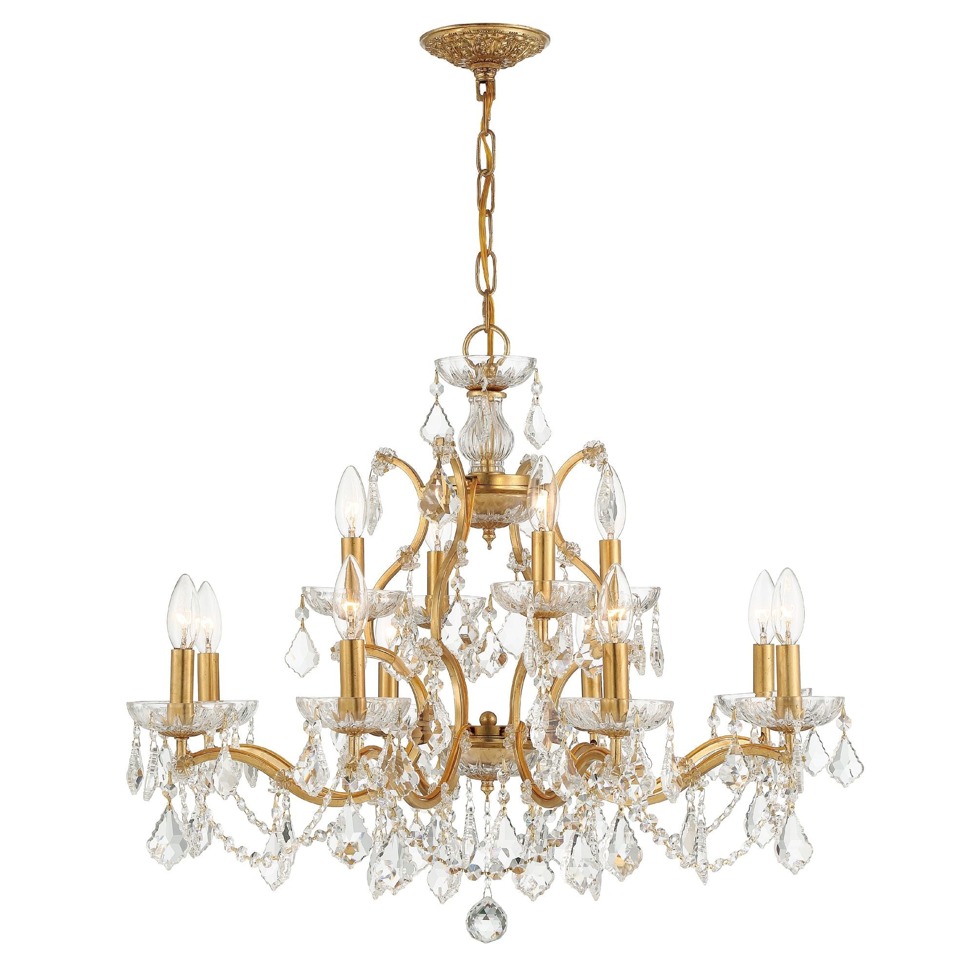 Filmore 29'' Swarovski Strass Crystal Antique Gold Chandelier Gold 29"W x 24"H x 29"D