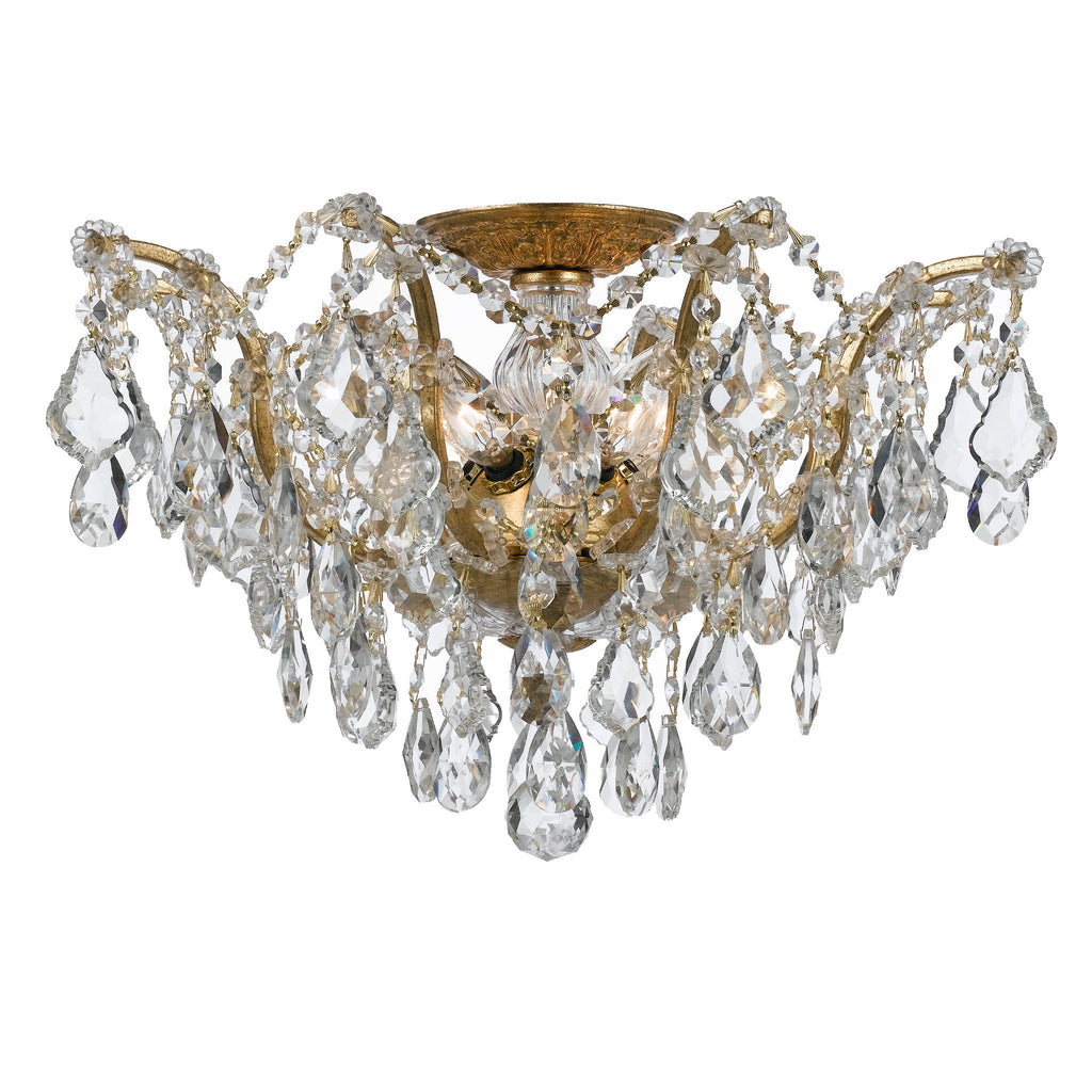 Filmore 19'' Swarovski Strass Crystal Antique Gold Semi Flush Mount Gold 19"W x 11.5"H x 19"D