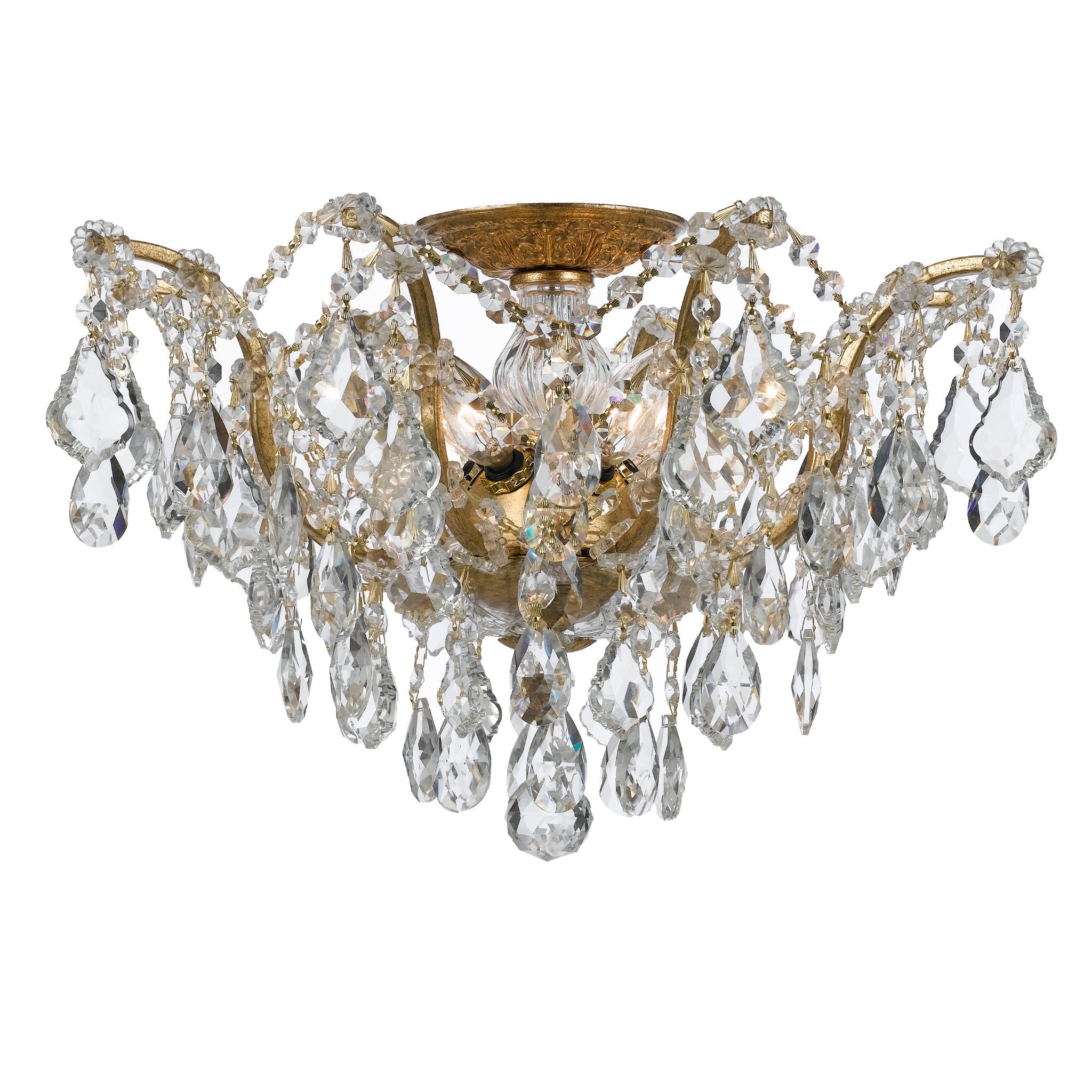 Filmore 19'' Swarovski Strass Crystal Antique Gold Semi Flush Mount Gold 19"W x 11.5"H x 19"D