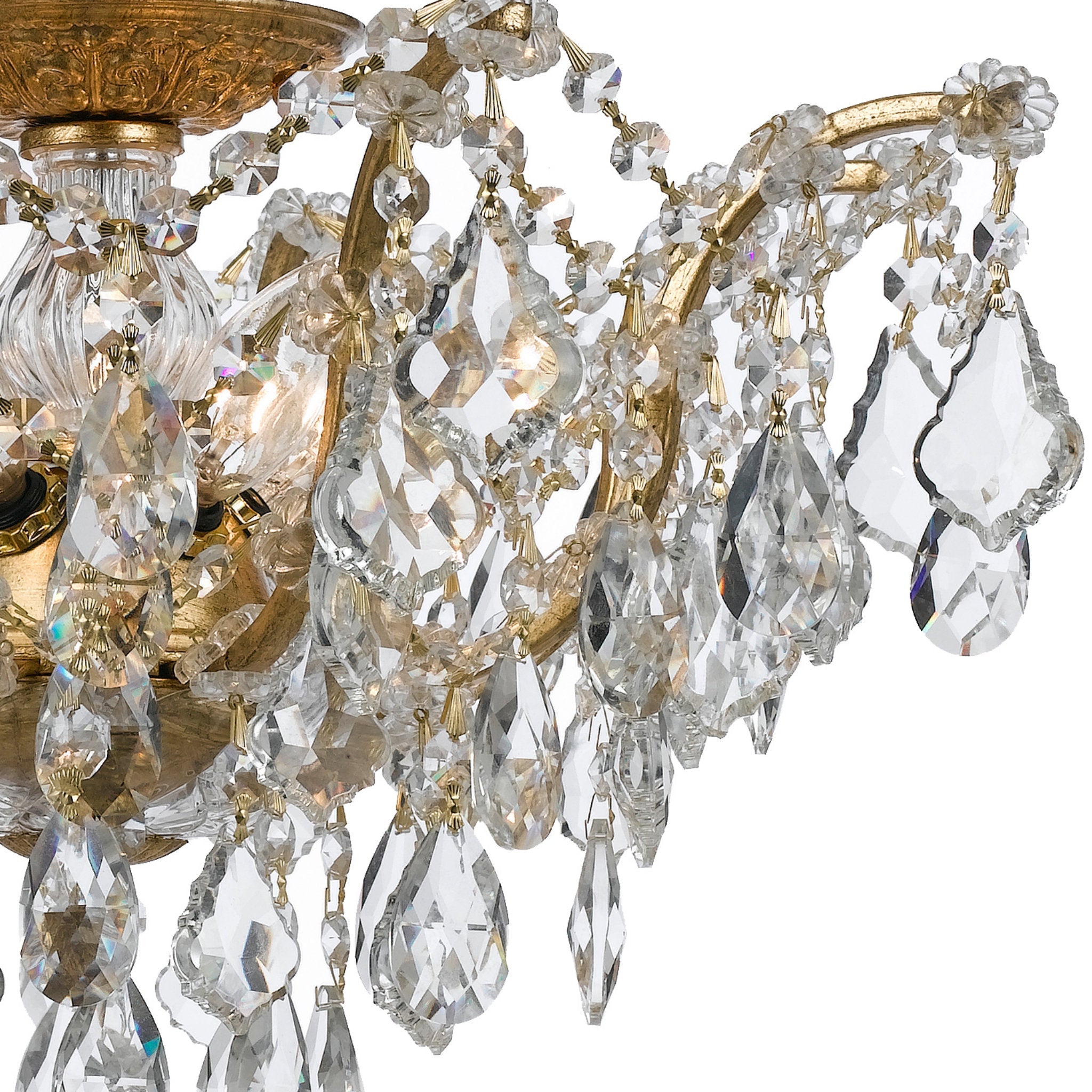 Filmore 19'' Swarovski Strass Crystal Antique Gold Semi Flush Mount Gold 19"W x 11.5"H x 19"D