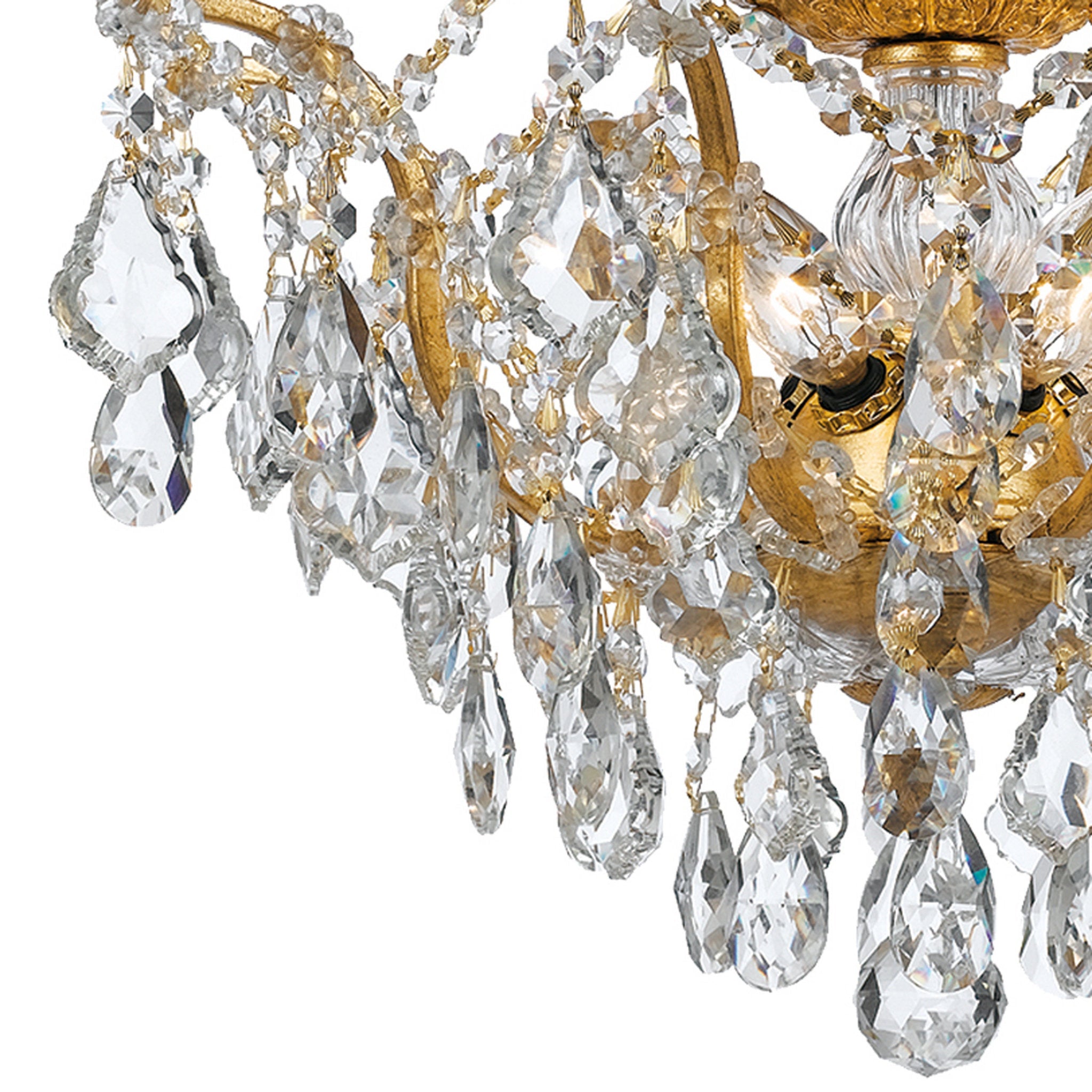 Filmore 19'' Swarovski Strass Crystal Antique Gold Semi Flush Mount Gold 19"W x 11.5"H x 19"D