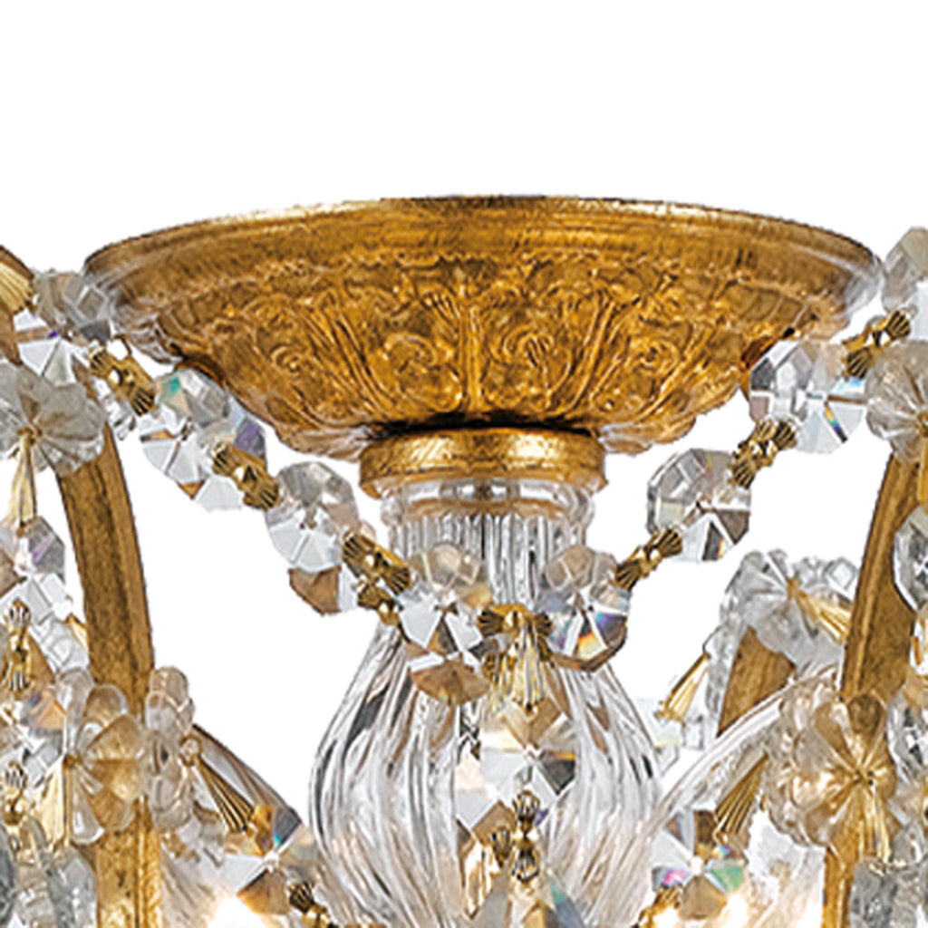 Filmore 19'' Swarovski Strass Crystal Antique Gold Semi Flush Mount Gold 19"W x 11.5"H x 19"D