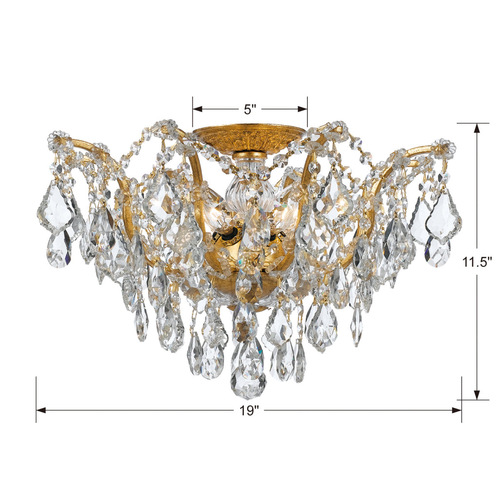 Filmore 19'' Swarovski Strass Crystal Antique Gold Semi Flush Mount Gold 19"W x 11.5"H x 19"D