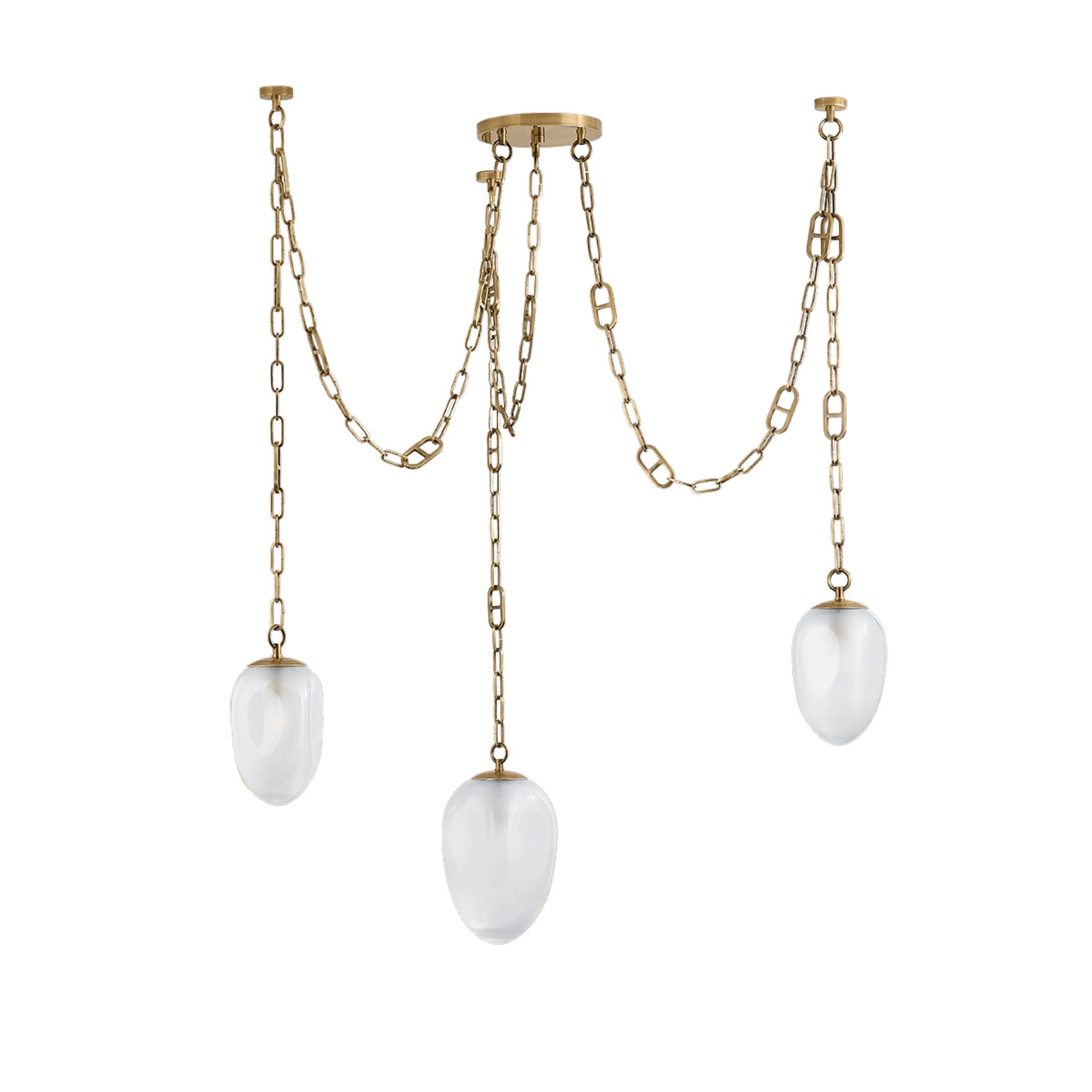 DAITH 3-Light Chandelier in Vintage Brass by NOZ NOZAWA 48L x 48W x 35.5H