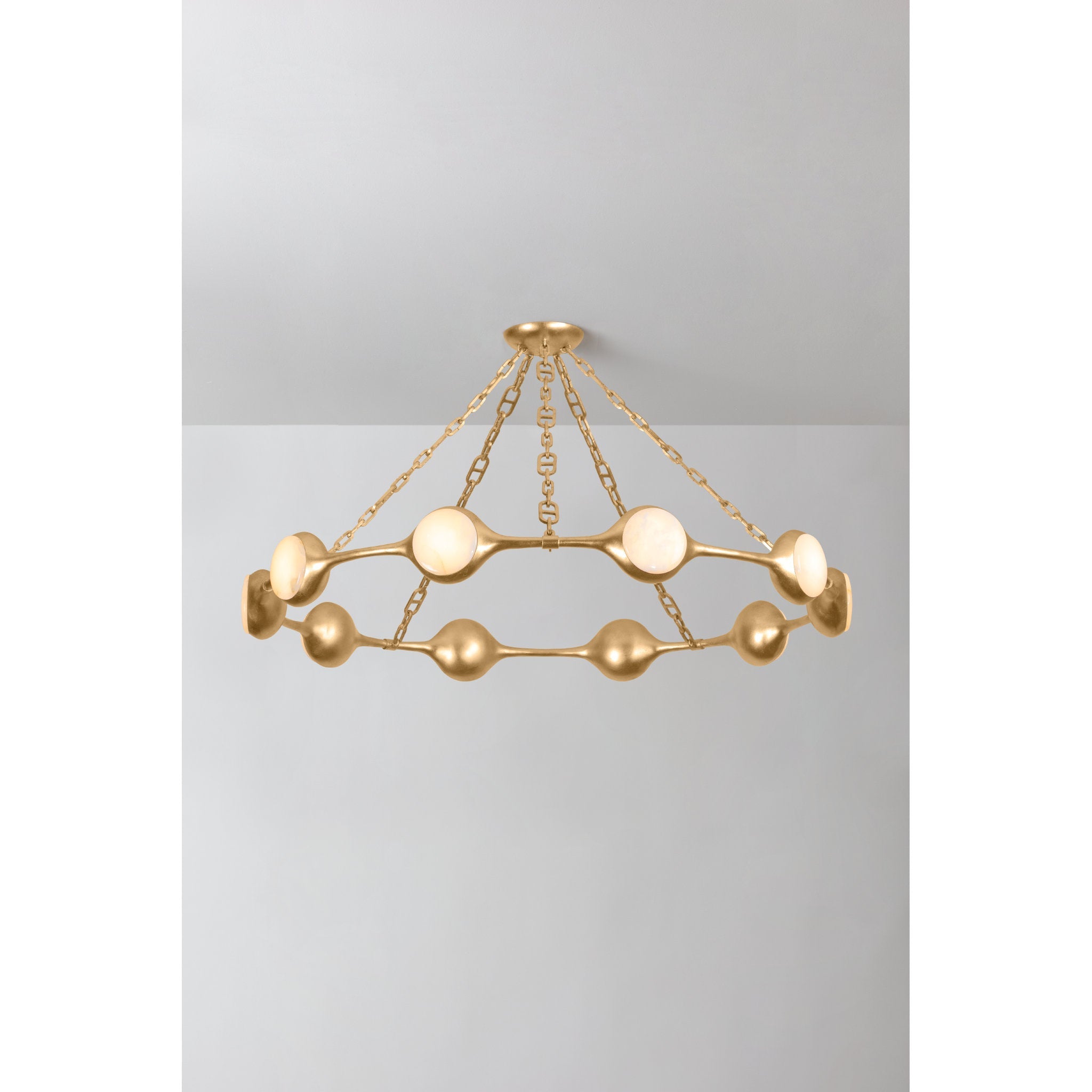 RIVIERE 10-Light Chandelier in Vintage Gold Leaf by NOZ NOZAWA 51.5L x 51.5W x 6H