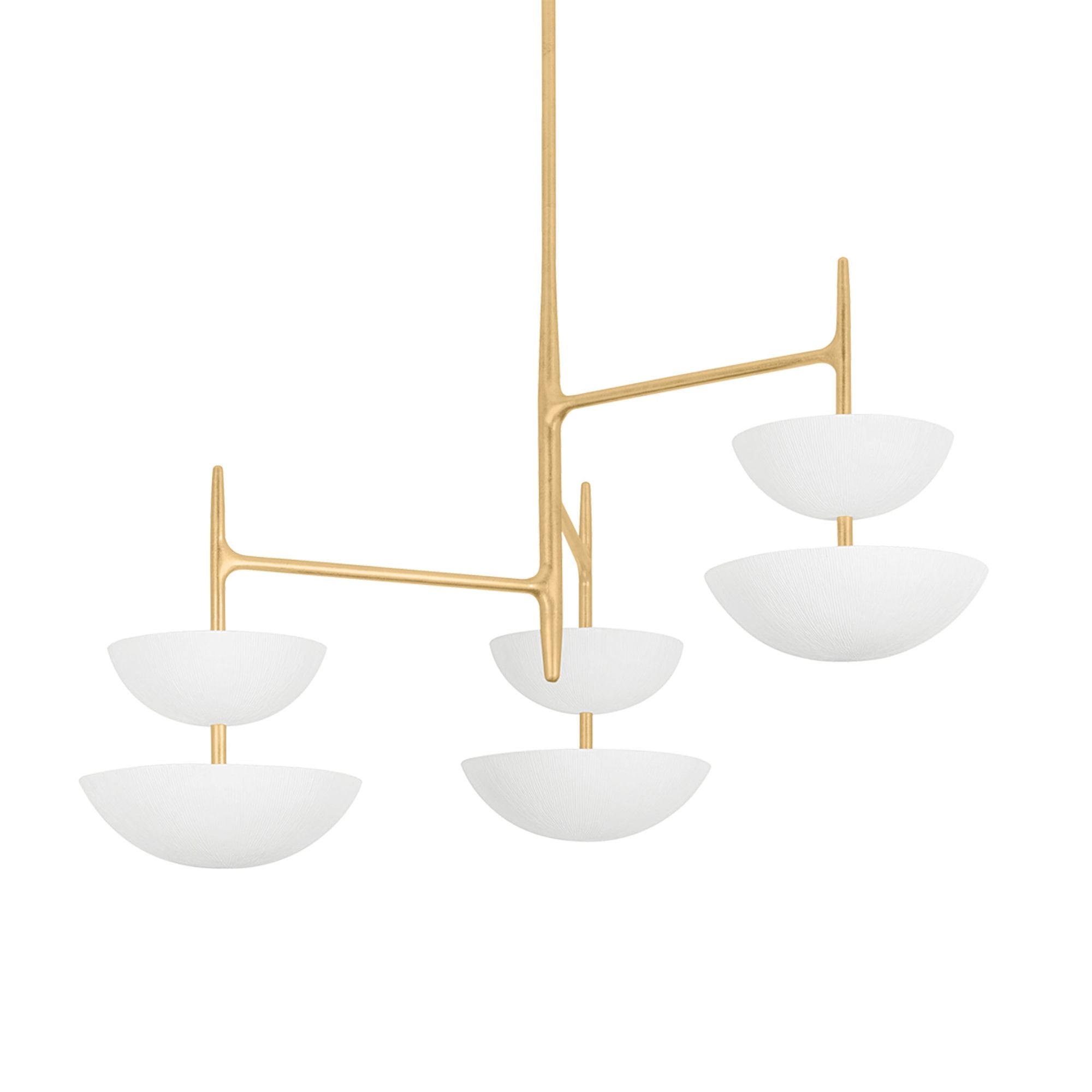 Evander 6-Light Chandelier in Vintage Gold Leaf/Gesso White 42L x 42W x 29.5H