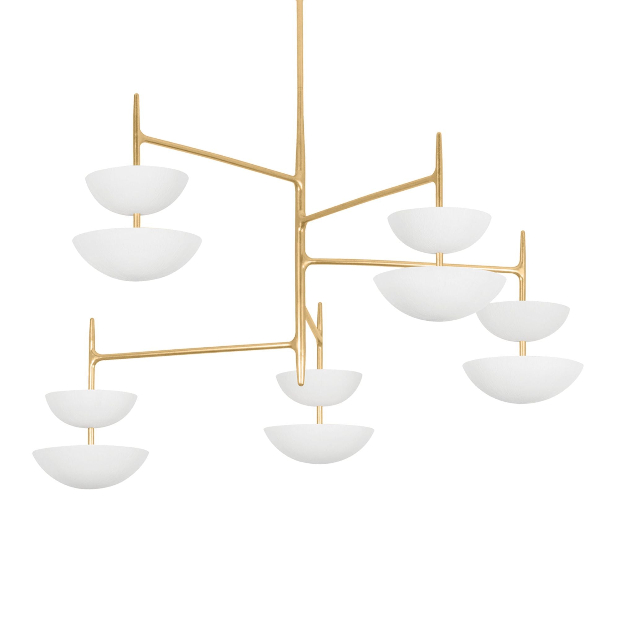 Evander 10-Light Chandelier in Vintage Gold Leaf/Gesso White 55L x 55W x 37.25H