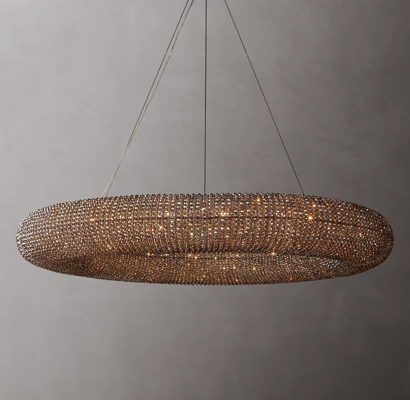 Crystal Halo Smoke Round LED Chandelier 72"