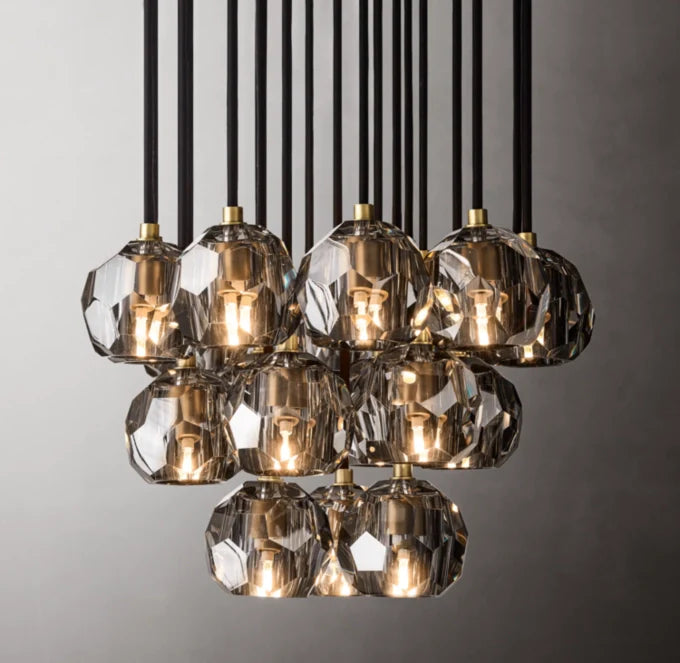 Boule De Cristal Smoke Glass Round Cluster Chandelier 19"