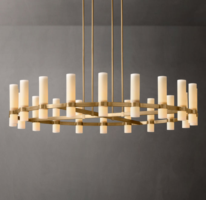 Ravelle Round Milk Glass Chandelier 60"