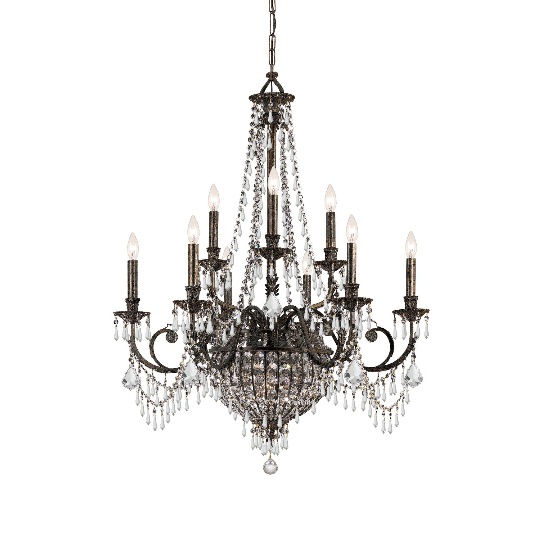 Vanderbilt 34'' Hand Cut Crystal English Bronze Chandelier Bronze 34"W x 42"H x 34"D